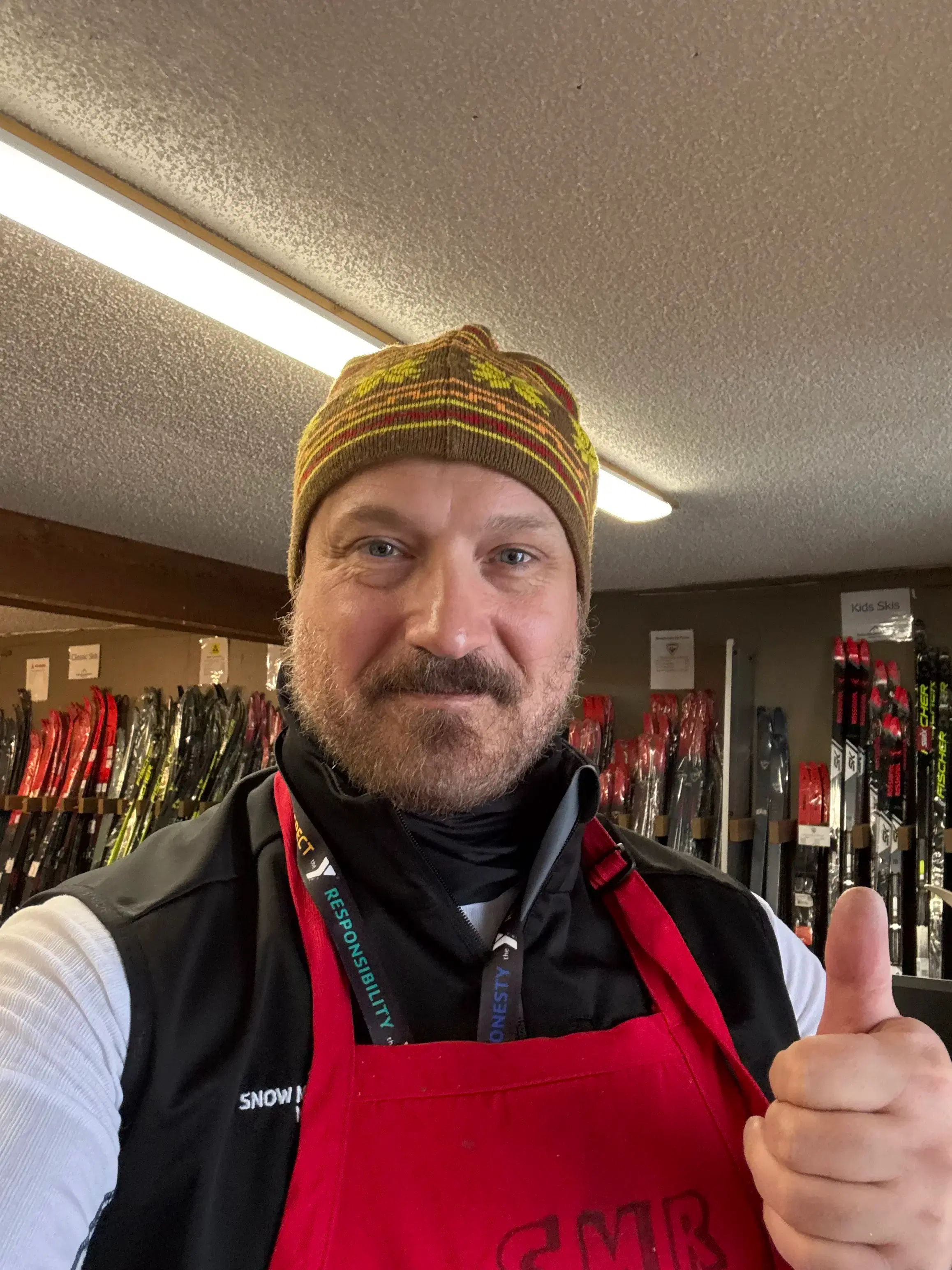 Nico at the ski shop